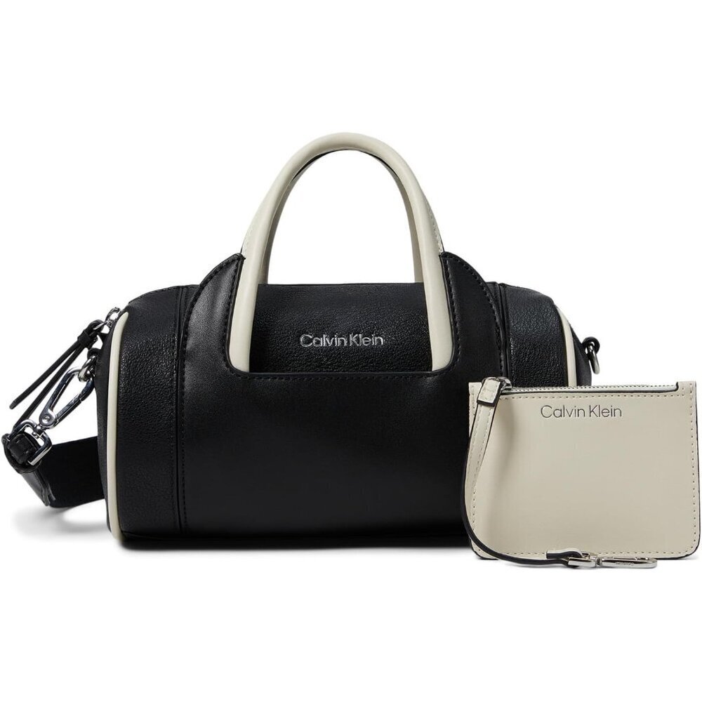 Casual Crossbody Bag Womens Leather Zipper Black White 9x5x5 inches